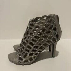 Silver Open toed jeweled studded booties - Size 9
